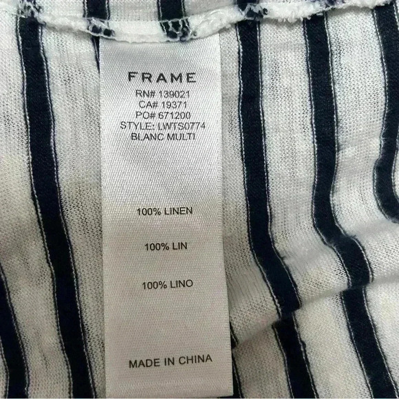 Frame Long Sleeve Striped Linen Top - Picture 5 of 5